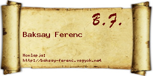Baksay Ferenc névjegykártya