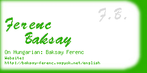 ferenc baksay business card